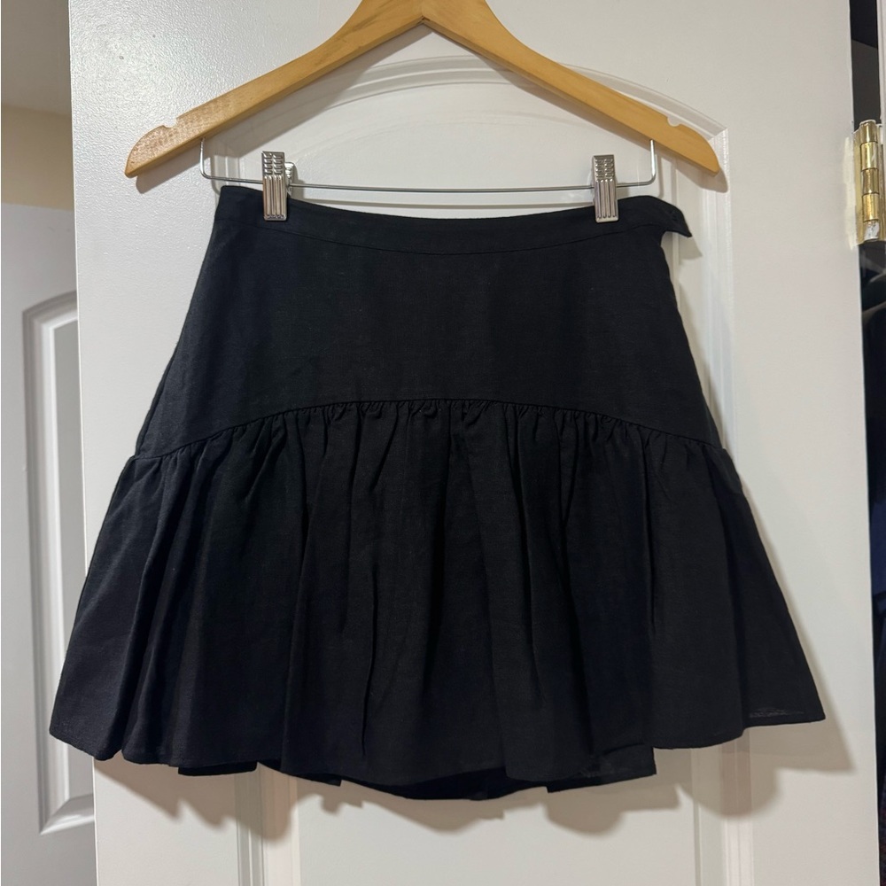Avec Les Filles Black Linen Blend Mini Skirt | Size 2 - Picture 4 of 9